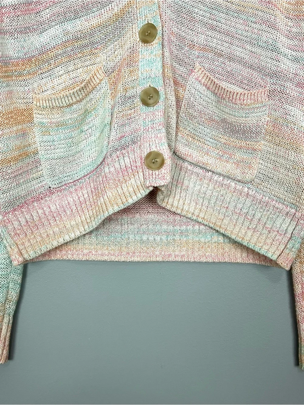 J. Crew Rainbow Beach Knit Cardigan Sweater Women’s Size S Button Front Shaker